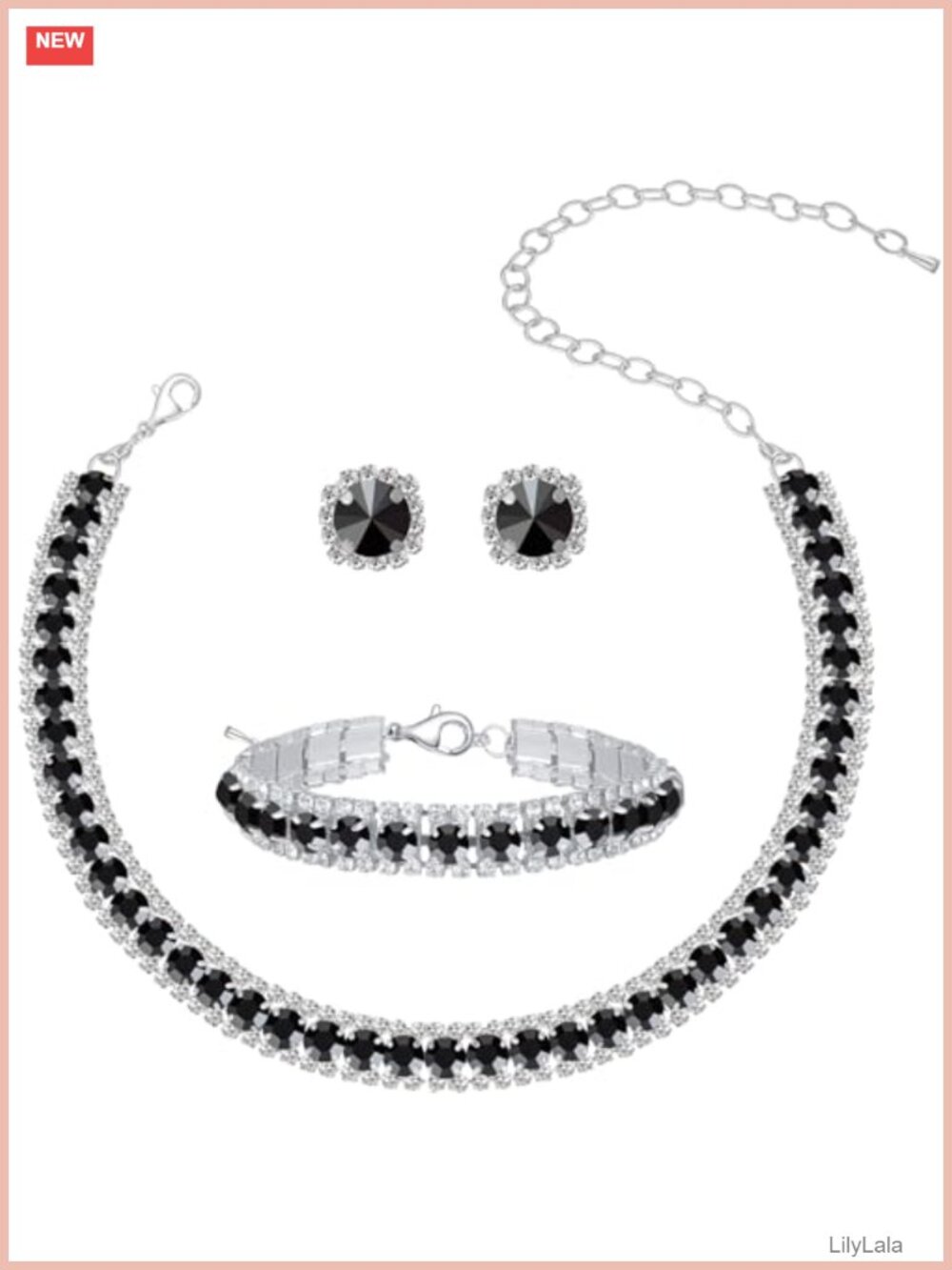 Paxuan Cubic Zirconia Jewelry Set Necklace Bracelet Earrings Wedding